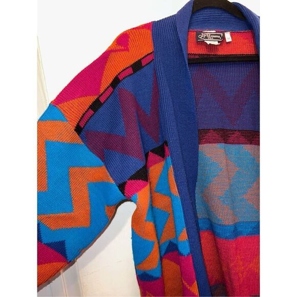 Oversized Aztec Inspired Cardigan-Vintage JJ BROWNE Made in USA-FAST SHIPPING - Picture 5 of 7